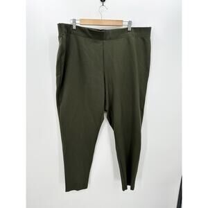 Slimming Options Olive Green Pull On Stretch Pants High Waisted Comfort Women 3X